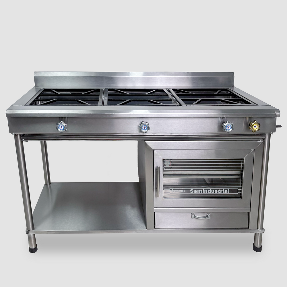 COCINA LINEAL CON HORNO - 3 QUEMADORES (MIXTO)
