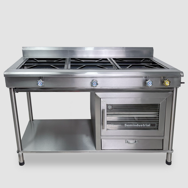 COCINA LINEAL CON HORNO - 3 QUEMADORES (MIXTO)